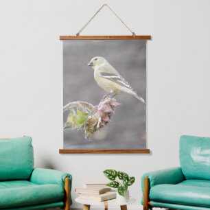 Goldfinch op zonnebloempjes hangend wandkleed