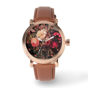 GOLDFINCH, PINK ROSES EN BUTTERFLY Floral Horloge