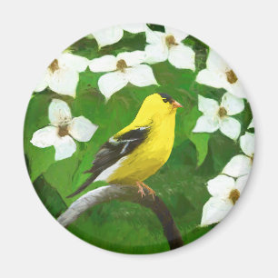 Goldfinch schilderen - Kute Original Dog Art Magneet