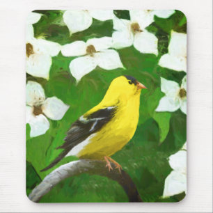 Goldfinch schilderen - Kute Original Dog Art Muismat
