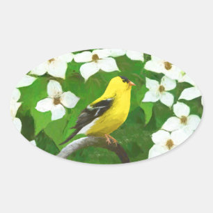 Goldfinch schilderen - Kute Original Dog Art Ovale Sticker
