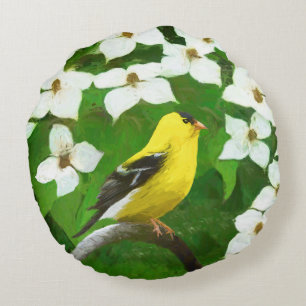Goldfinch schilderen - Kute Original Dog Art Rond Kussen