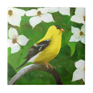 Goldfinch schilderen - Kute Original Dog Art Tegeltje