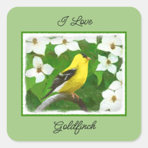 Goldfinch schilderen - Kute Original Dog Art Vierkante Sticker