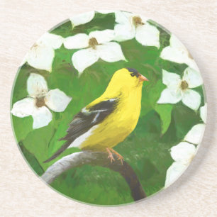 Goldfinch schilderen - Kute Original Dog Art Zandsteen Onderzetter