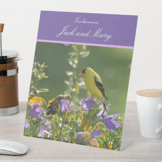 Goldfinch Spring Garden Wedding Reclamebord Met Voetstuk