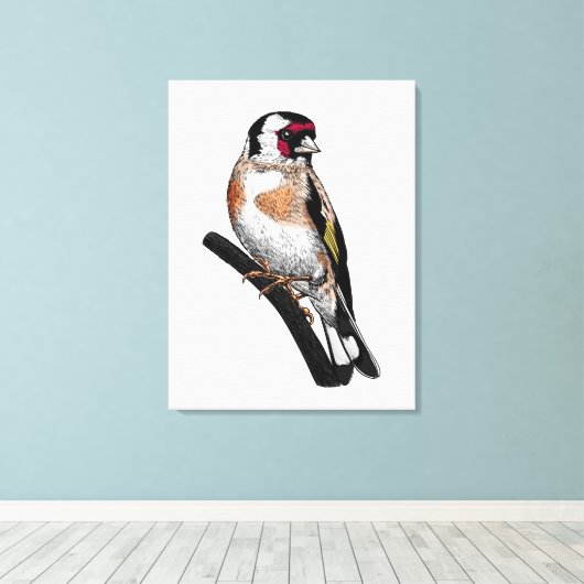 Goldfinch tekening canvas afdruk (Insitu (Houten vloer))