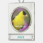 Goldfinch Verzilverd Banner Ornament (Links)