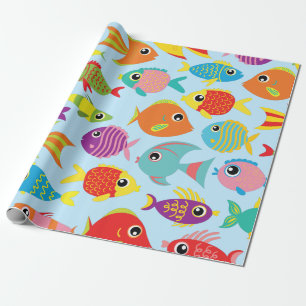 Goldfish Aquarium Cute 1st Birthday Wrapping Paper Cadeaupapier