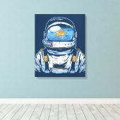 Goldfish Astronaut Canvas Afdruk (Insitu (Houten vloer))