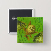 Goldfish Baby Mutant Design Vierkante Button 5,1 Cm (Voorkant /achterkant)