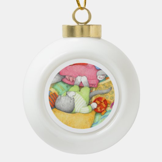 GOLDFISH CRACKERS KAT keramische bal Ornament (Voorkant)