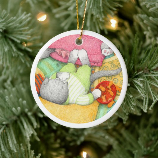 GOLDFISH CRACKERS KAT keramische cirkel Ornament (Boom)