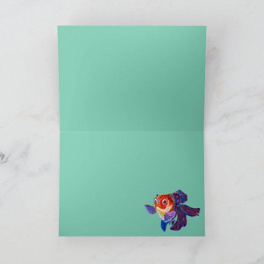 Goldfish design "get soon soon" wenskaart kaart (Binnen)