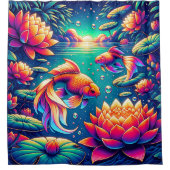 Goldfish en Lotus Serenity Art Douchegordijn (Voorkant)