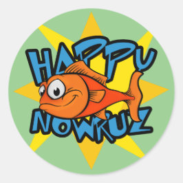 Goldfish glimlachend Sun Persian Nieuwjaar Nowruz Ronde Sticker