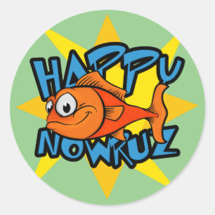 Goldfish glimlachend Sun Persian Nieuwjaar Nowruz Ronde Sticker