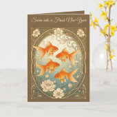Goldfish Harmony Nowruz Celebration Kaart (Gele Bloem)