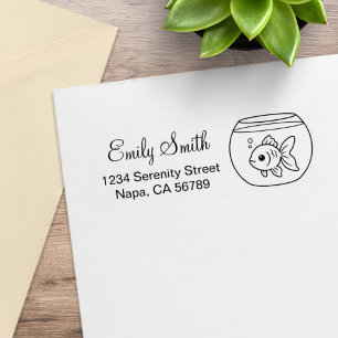 Goldfish in a Fishbowl Return Address Rubberstempel