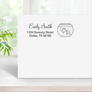 Goldfish in a Fishbowl Return Address Rubberstempel