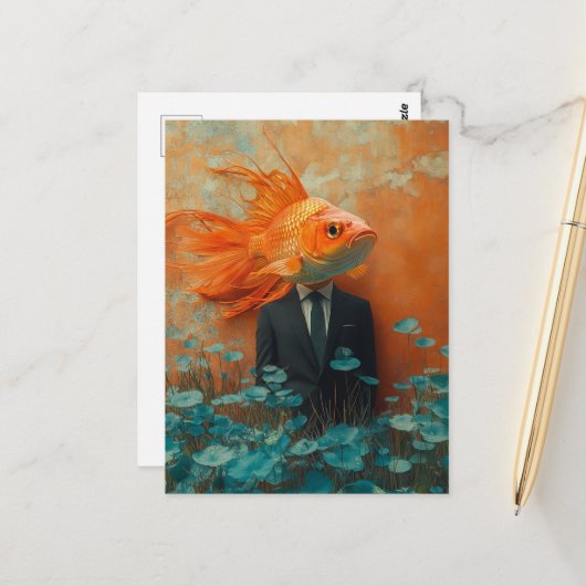 Goldfish in a Suit Briefkaart (Voorkant / Achterkant in situ)