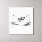 Goldfish in bowl en water Potlood tekenkunst Canvas Afdruk (Voorkant)