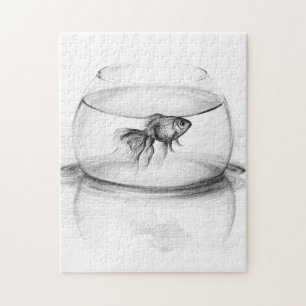 Goldfish in bowl en water Potlood tekenkunst Legpuzzel