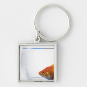 Goldfish in kom op witte achtergrond sleutelhanger