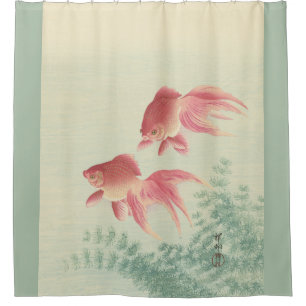 Goldfish Japanse Woodblock Print Douchegordijn
