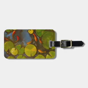 Goldfish Koi Pond Water Lilies Bagagelabel