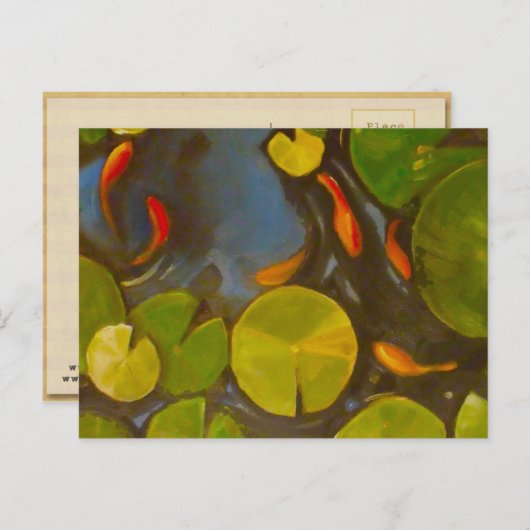 Goldfish Koi Pond Water Lilies Briefkaart (Voorkant / Achterkant)