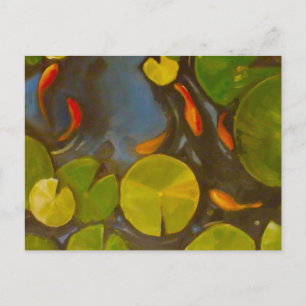 Goldfish Koi Pond Water Lilies Briefkaart