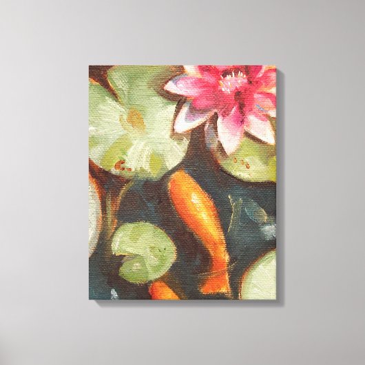 Goldfish Koi Pond Water Lilies Canvas Afdruk (Voorkant)