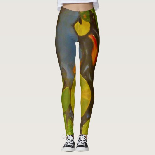 Goldfish Koi Pond Water Lilies Leggings (Voorkant)