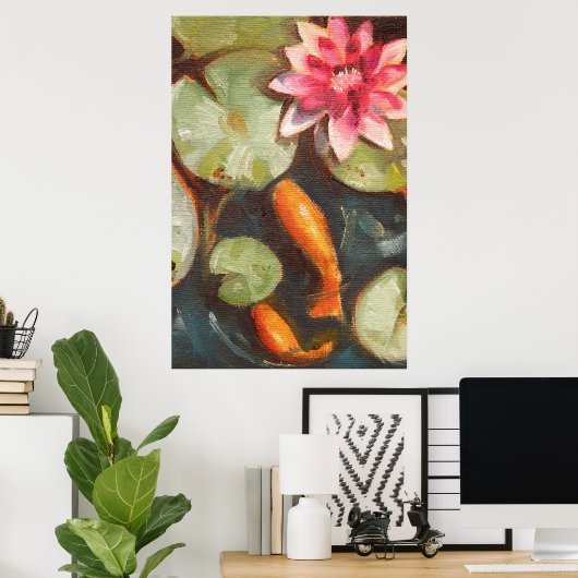Goldfish Koi Pond Water Lilies Poster (Thuiskantoor)
