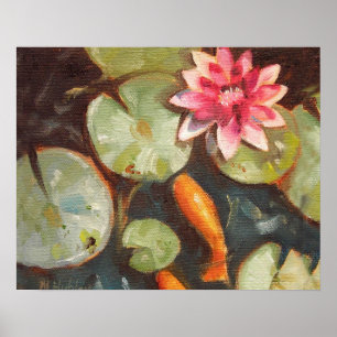 Goldfish Koi Pond Water Lilies Poster