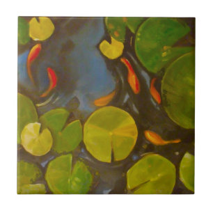 Goldfish Koi Pond Water Lilies Tegeltje