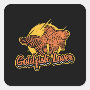 Goldfish Lover Aquarium Retro Animal Vierkante Sticker