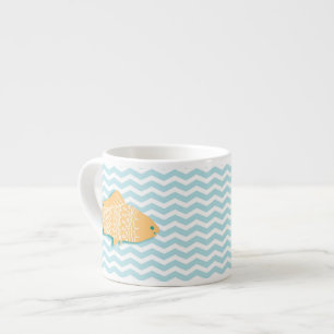 Goldfish op aqua blue chevron espresso kop