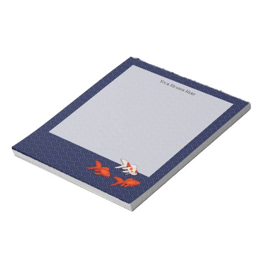 Goldfish op Seigaiha Pattern gepersonaliseerde Jap Notitieblok (Gedraaid)