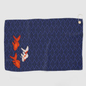 Goldfish op Seigaiha Pattern Japans Golfhanddoek (Horizontaal)