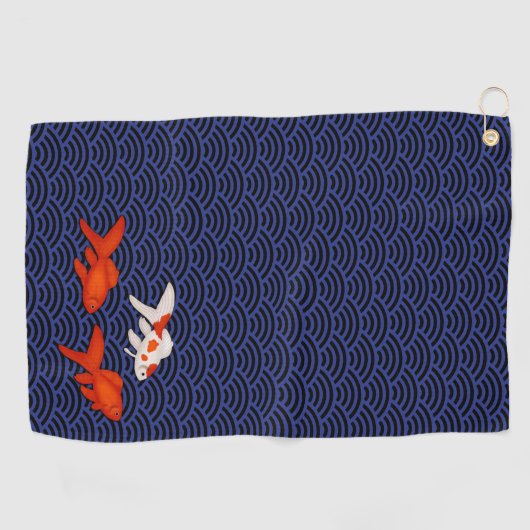 Goldfish op Seigaiha Pattern Japans Golfhanddoek (Horizontaal)