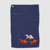 Goldfish op Seigaiha Pattern Japans Golfhanddoek (Voorkant)