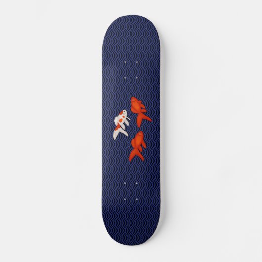 Goldfish op Seigaiha Pattern Skateboard (Voorkant)