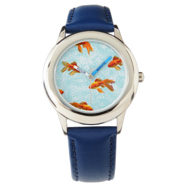 Goldfish Pattern (blauw) Horloge (Voorkant)