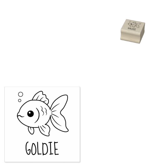 Goldfish Pet Custom Name 1x1 Rubberstempel (Gestempeld)