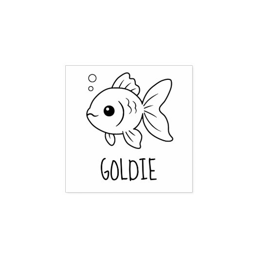 Goldfish Pet Custom Name 1x1 Rubberstempel (Afrduk)