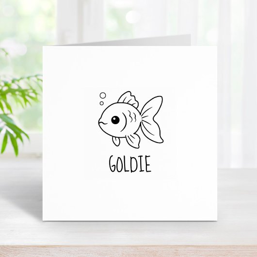 Goldfish Pet Custom Name 1x1 Rubberstempel