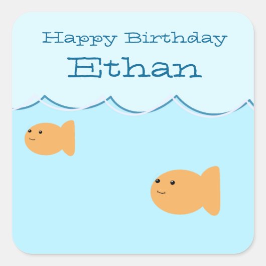 Goldfish verjaardagsfeestje aangepaste Stickers (Voorkant)