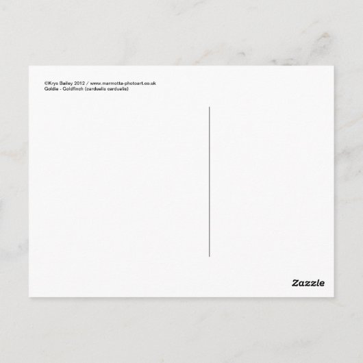 Goldie Briefkaart (Achterkant)